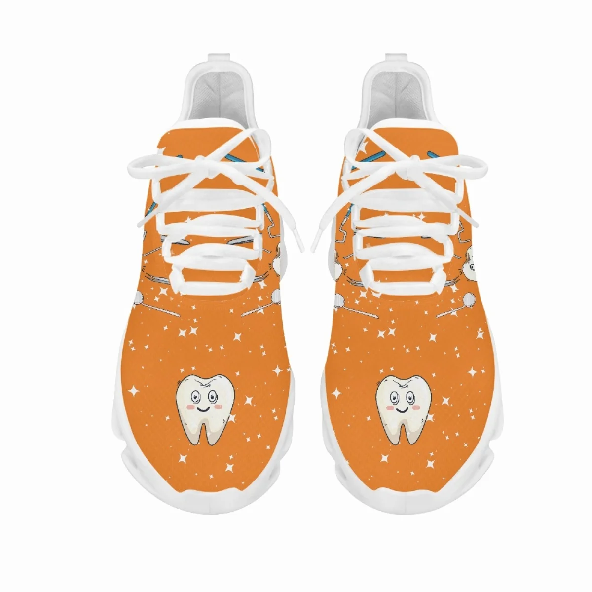 Yikeluo Cartoon Tooth Pattern Platform Sneakers Female Mesh Swing Sneakers Women's Footwear Breathable Lace up Zapatillas