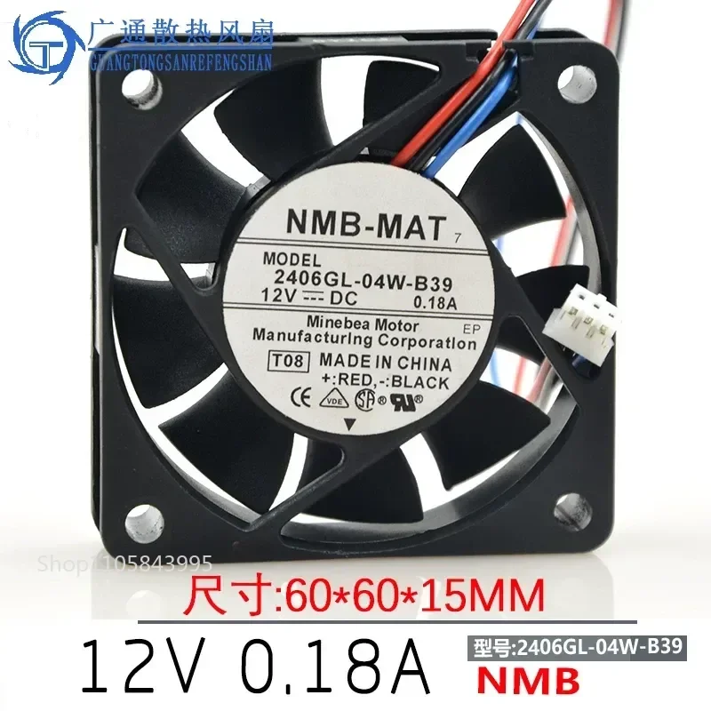 for NMB 6015 12V 0.18A 2406GL-04W-B39 6cm Original Inverter Cooling Fan