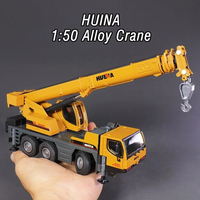 Huina 1/50 Alloy Car Model Kids Toys 70cm Long Arm Crane Engineering Vehicle Construction Truck Collection Children Gift