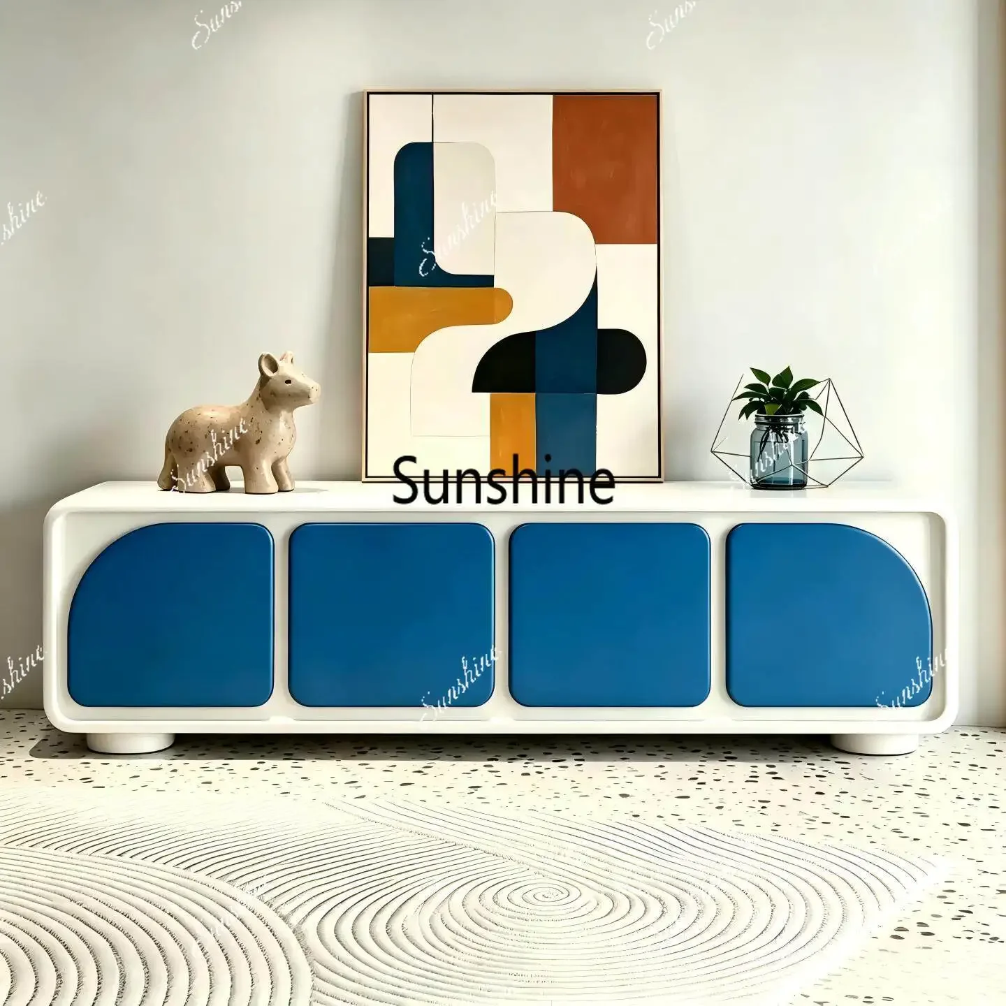 Painted TV cabinet Modern simple living room audio-visual cabinet Household lockerTJ