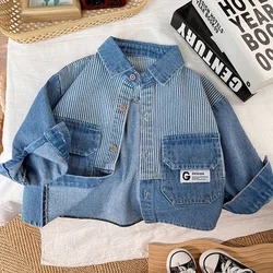 Fashion Boys Girls Jacket Clothing Spring Children Denim Coat Long Sleeve Toddler Kids Sport Clothing 2 to 6 Years Old