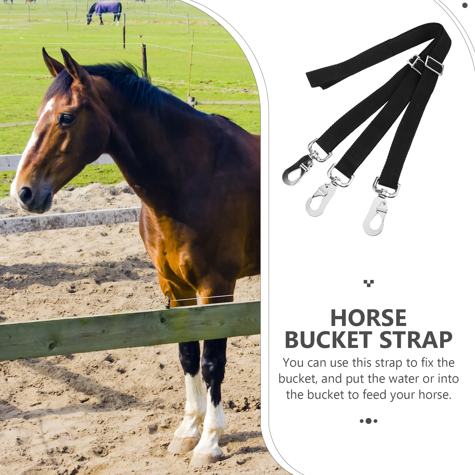 3 قطعة قابل للتعديل النايلون مشبك حزام القش صافي حبل معلق الحصان تغذية دلو الماء حامل حبل ثابت الحصان دلو حزام #2
