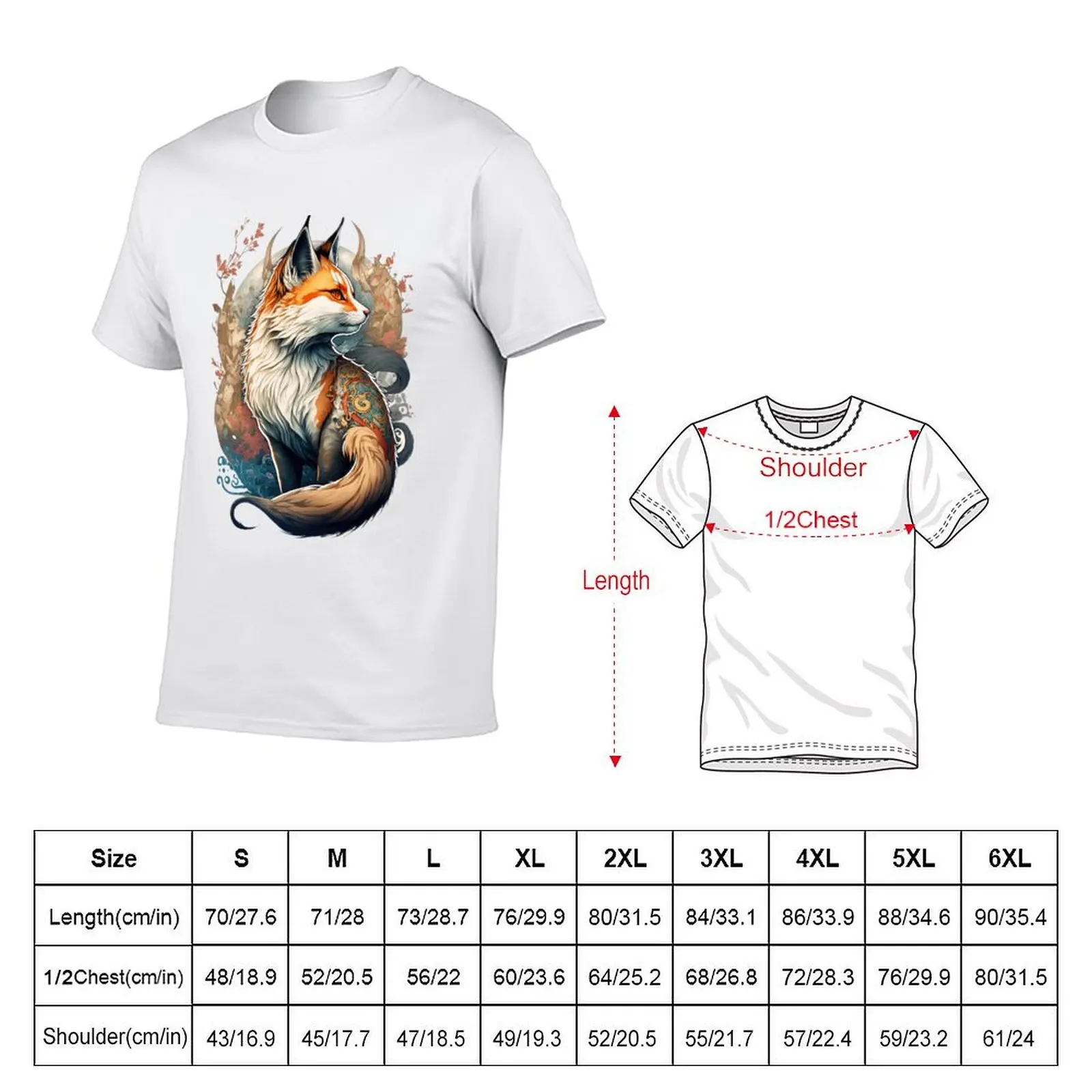 Kitsune Cat Tattoo T-Shirt plus size tops croswit shirt man mens clothing