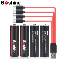 Soshine AA 2600mWh 1.5V akumulator litowo-jonowy 2600mWh baterie litowe 1200 razy cykl typu C 4-w-1 kabel USB