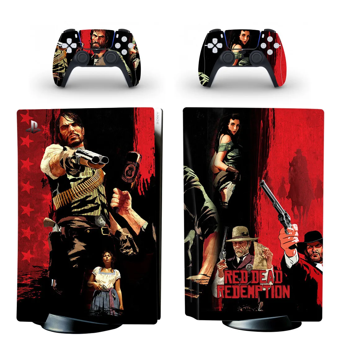 Red Dead Redemption 2 PS5 Disc Skin Sticker Decal Cover for Console and 2 Controllers PS5 Disk Skin Sticker Vinyl