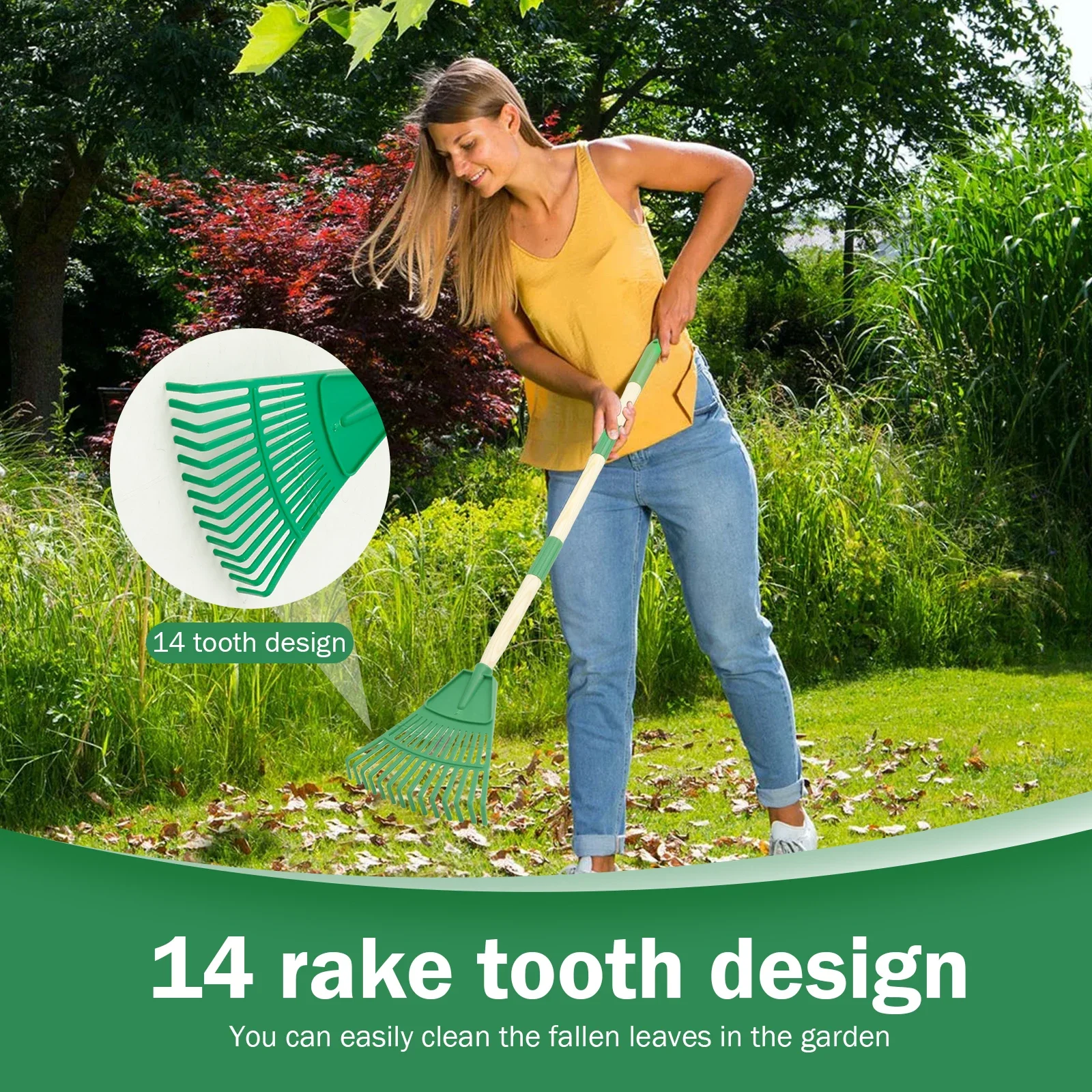 2Pcs Kids Leaf Rake Adjustable - Gardening Tools For 10 Year Olds recension och pris