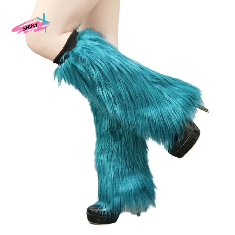 

Fashion Faux Fur Furry Leg Warmers Japanese Style Light Up Lolita Boots Cover Solid Color Kawaii Warm Knee Sleeve Autumn/Winter