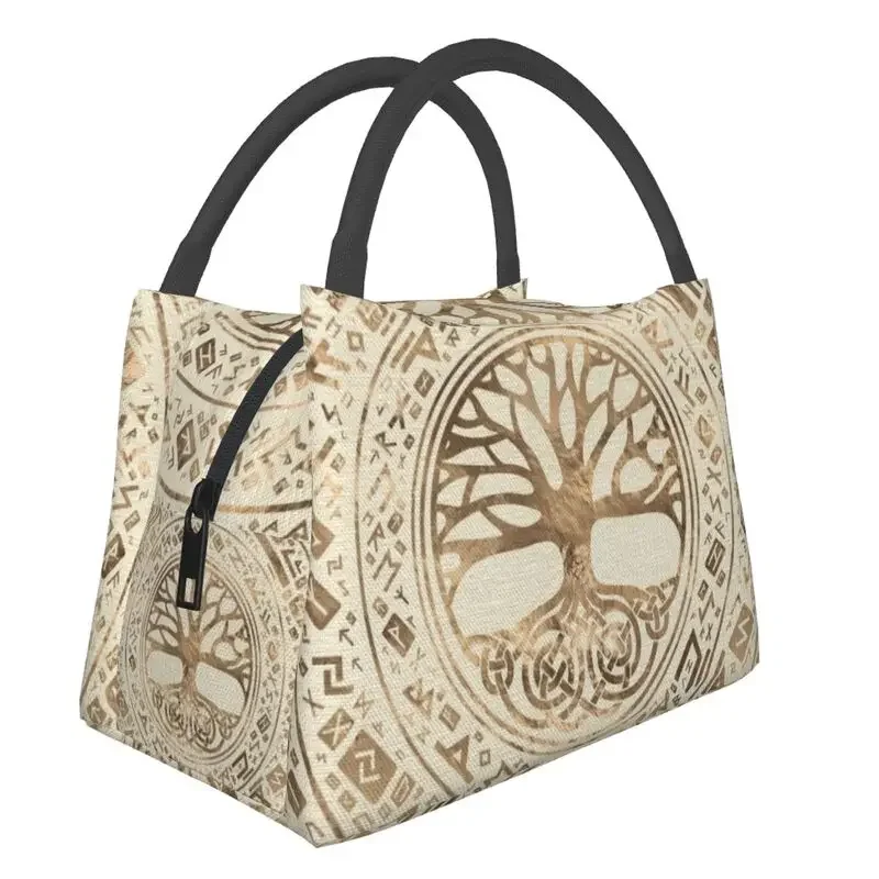 

Tree Of Life Yggdrasil Runic Pattern Insulated Lunch Bags for Camping Travel Vikings Leakproof Cooler Thermal Lunch Box Women