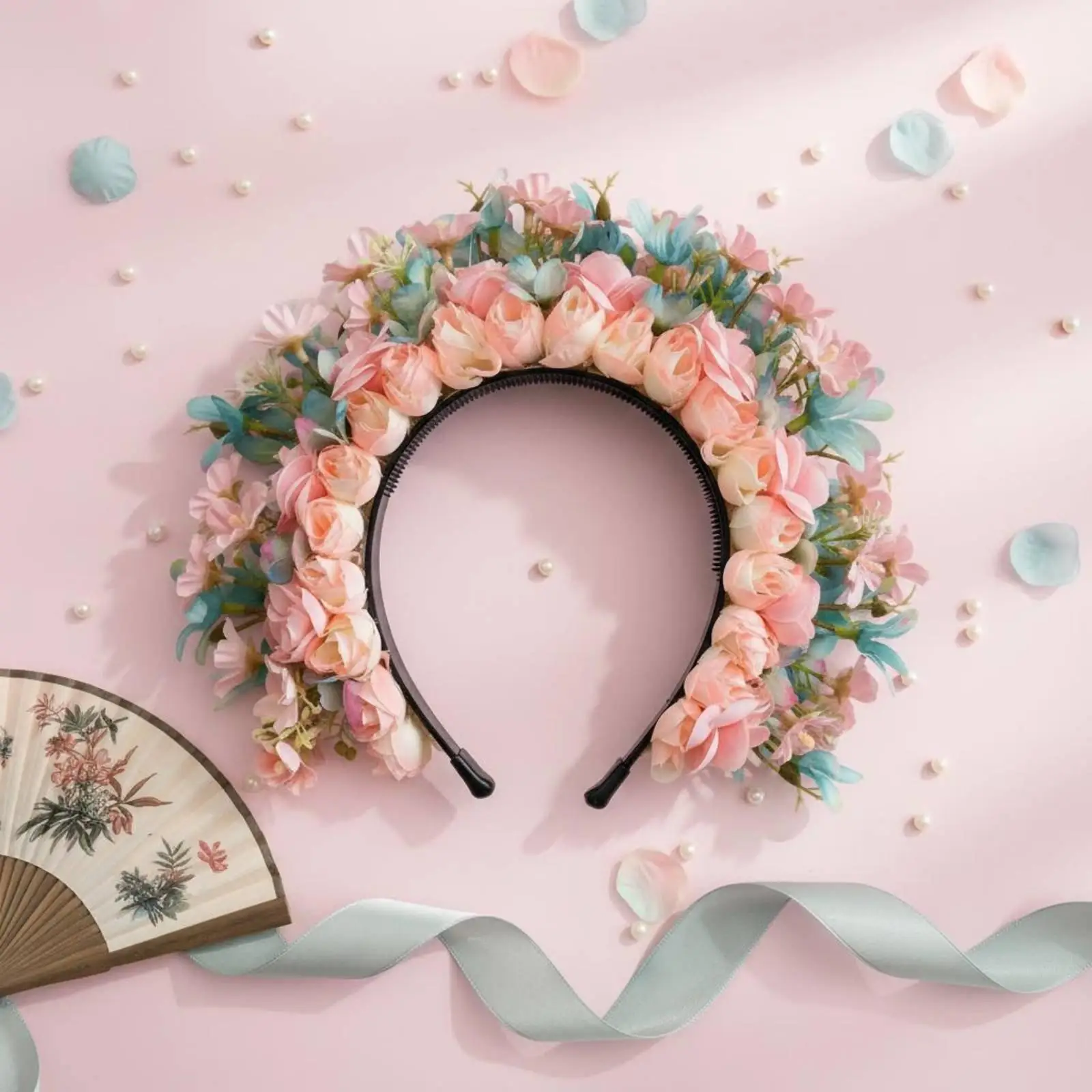 Luxurious Mixed Material Flower Hair Ring Vintage Tassel Hairpin for Girls Ethnic Style Hair Decoration