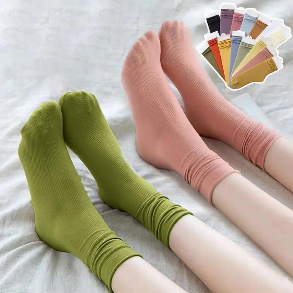 

1 Pair Women Summer Socks Thin Anti-slip Solid Color Soft Sweat Absorption Breathable Yoga Summer Mid Tube Socks носки женские