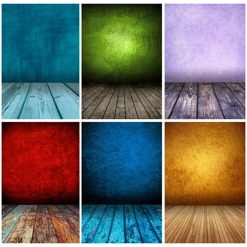 

Vintage Gradient Solid Color Photography Backdrops Props Brick Wall Wooden Floor Baby Portrait Photo Backgrounds MB-38