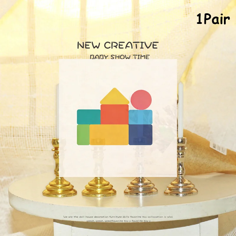

1Pair 1:12 Dollhouse Miniature Candle Holder Candlestick Candelabra Model Home Decor Toy Doll House Accessories