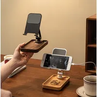 Multifunctional Mobile Phone Stand – Solid Wood Foldable Adjustable Holder for Mobile Phones and Tablets Desk Organizer