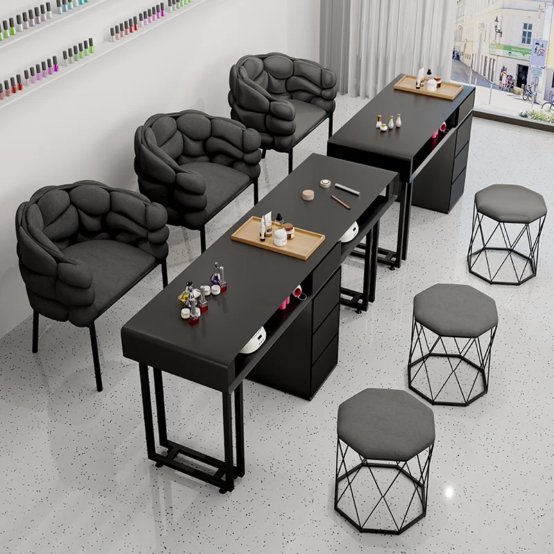 

Стол для маникюра с выдвижными ящиками, дизайнерский, в европейском стиле, с вакуумной системой, кресло для маникюра, мебель для салона красоты