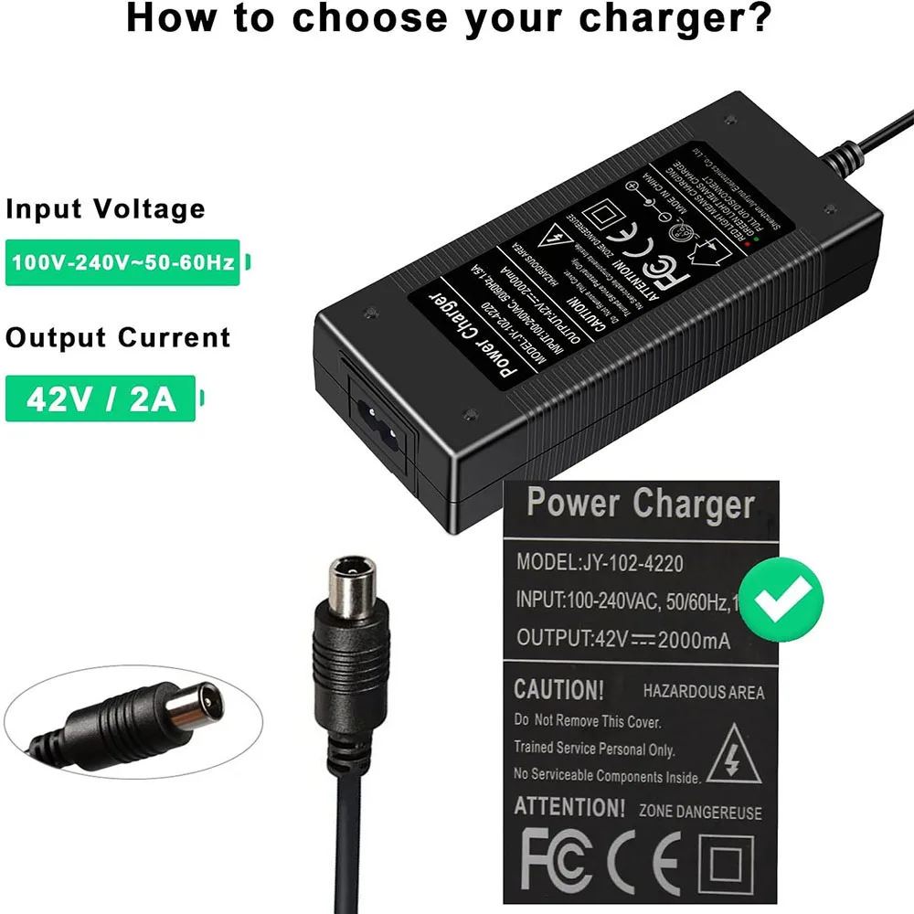 42V 2A Chargers  for Lime Scooter Ninebot G30LP ES2 ES4 ES1L F20 F30 F40 E22 E25 Xiaomi M365 Pro/Pro2 Lime-S and Hiboy S2R