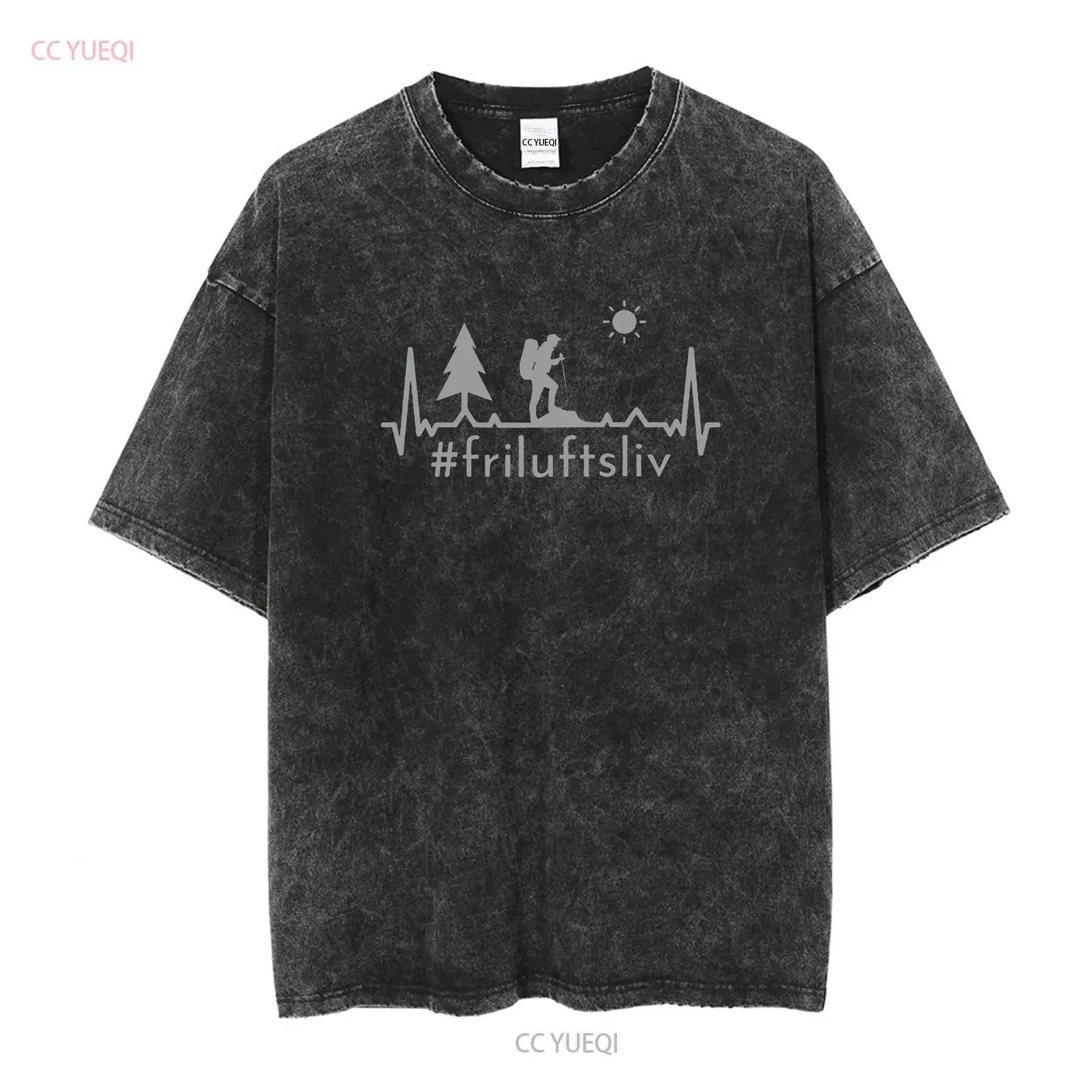 T shirt unisex Norway hashtag friluftsliv hiking outdoorlife heartbeat round neck women men graphic image writing vintage