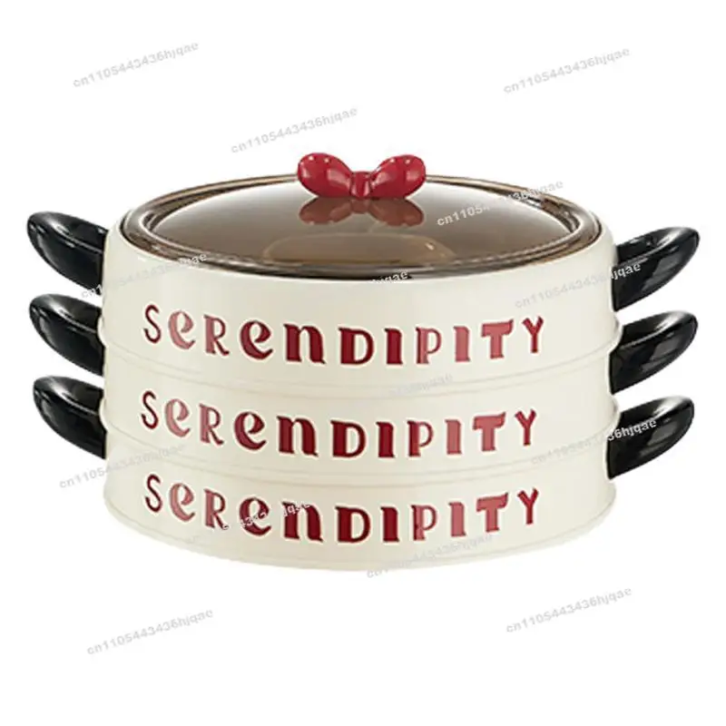 Creative Bow Dried Fruit Plate Home Living Room Compartment Candy Box with Lid Ins Style Snack Placement