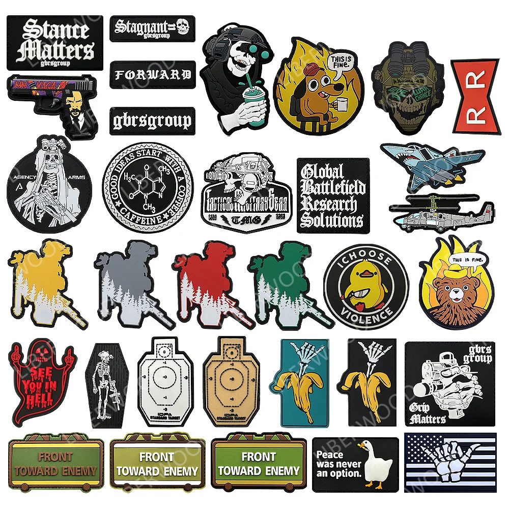 This Fine GROUP Airsoft PVC Armband Badge Coffee Dog Duck Shaka Forward Torward Rubber Patch With Hook For Backpack Clothing