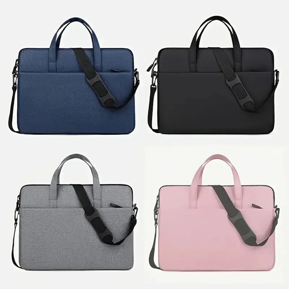 1 solid-color, minimalist, portable laptop bag; portable business travel laptop sleeve; zippered crossbody laptop bag