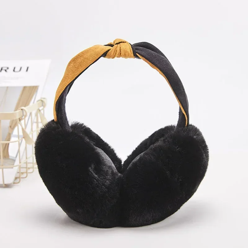 แฟชั่น 2 สี Hairband ฝาครอบหู,Soft Plush Ear Muffs,กลางแจ้ง Thicken พับได้,สาว Kawaii, ผู้หญิงฤดูหนาว WARM