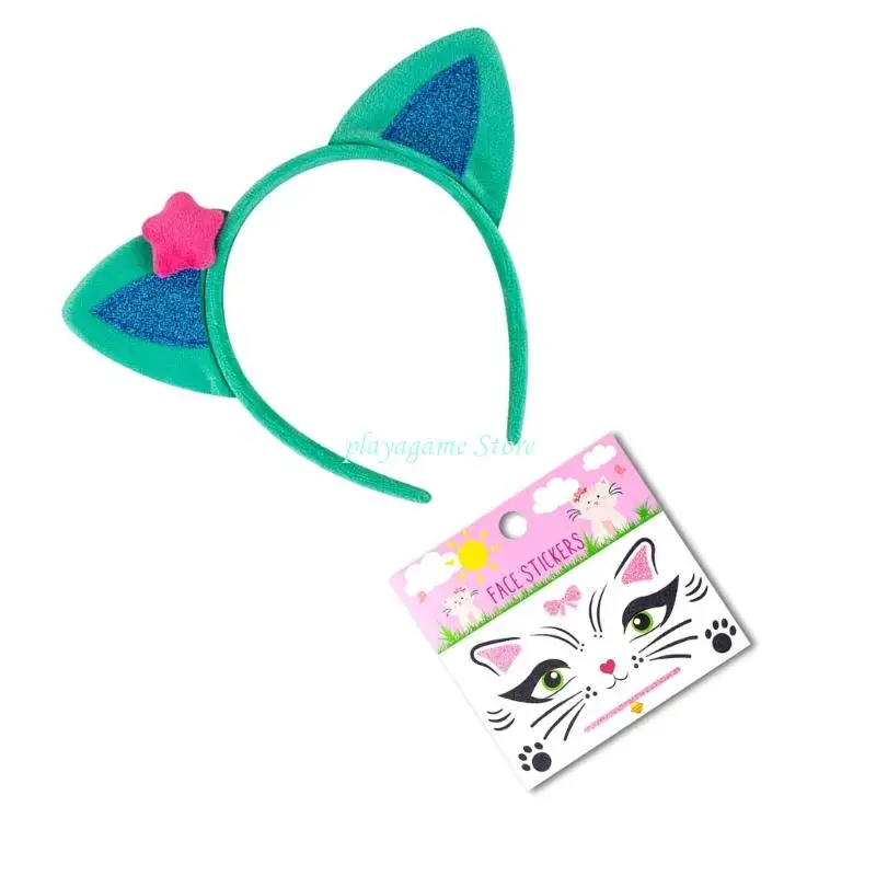 Y88A Vai Trò Chơi Mèo Mũ Trụ Thoải Mái Dây Đeo Đầu Và Bộ Miếng Dán Dành Cho Phụ Nữ Và Bé Gái Trang Phục Dự Tiệc Tinh