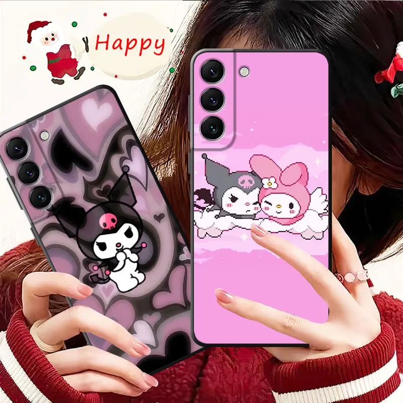 Loving Kuromi Hello Kitty Family Case For Samsung Galaxy S24 S23 S22 S21 S20 FE Ultra S10 Plus Note 20Ultra 10Plus Cover