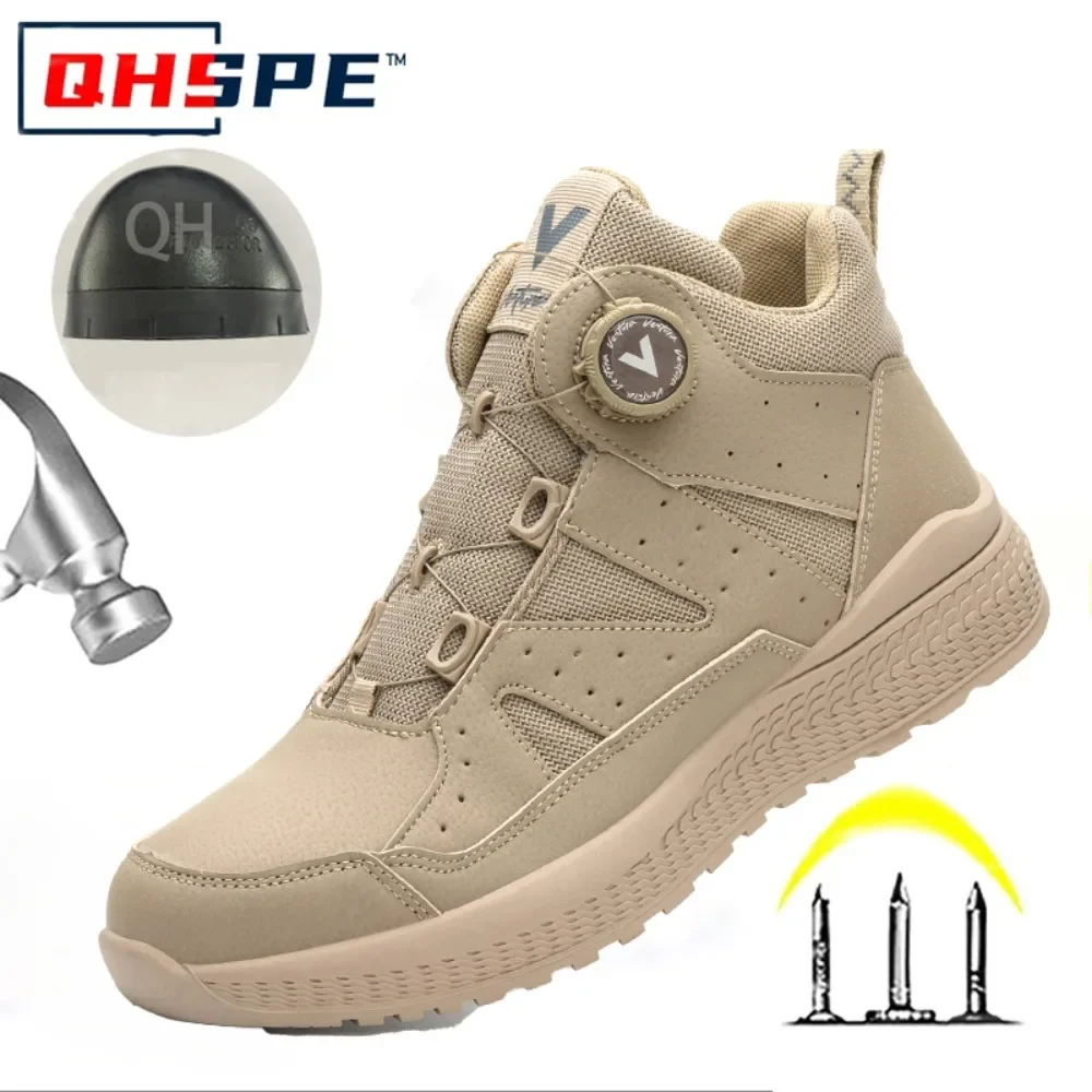 High Top Safety Shoes Steel Toe Anti Smash Puncture Proof Slip Resistant Wear Resistant Lightweight Work Boots