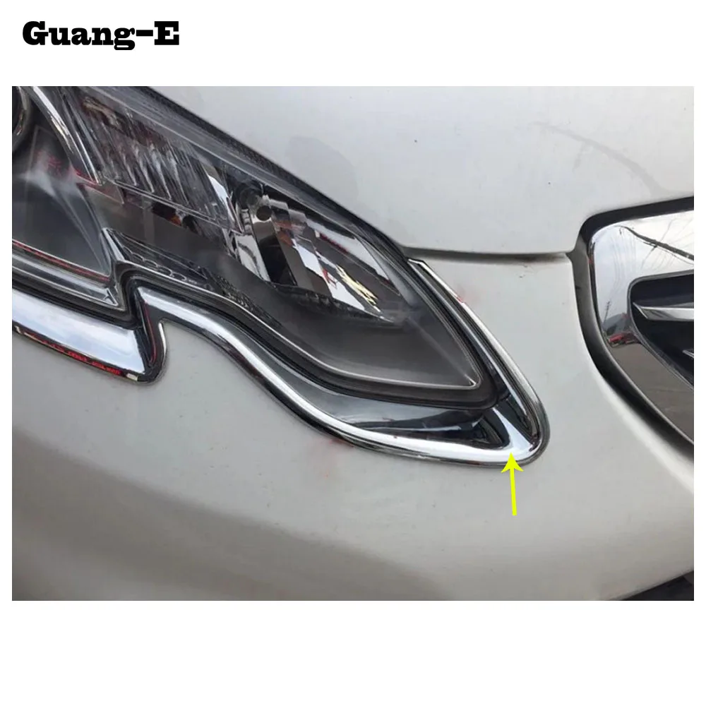Car Front Light Lamp Detector Frame Stick ABS Chrome Cover Trim Eyebrow Frame For Peugeot 2008 2014 2015 2016 2017 2018