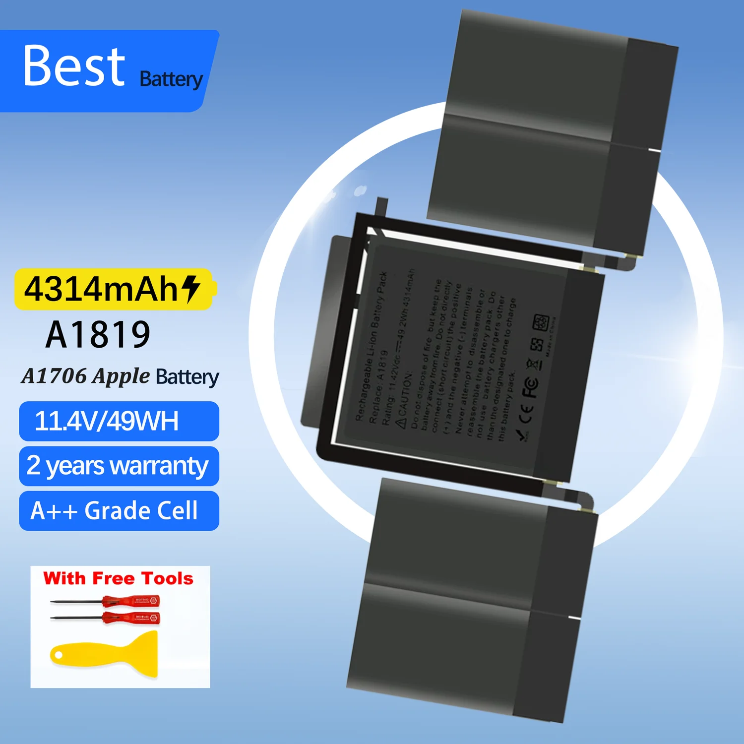 

A1819 A1706 Battery for Apple MacBook Pro 13'' Touch Bar A1706 Late 2016 Mid 2017 EMC 3071 EMC 3163