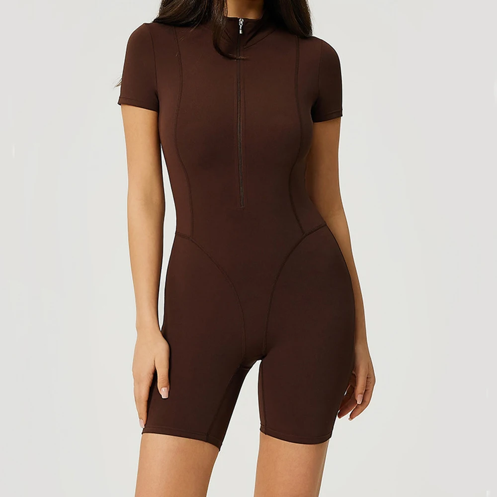 Women Bodysuits Tummy Control Butt Lifting Shapewear Fitness Short Sleeves Sports Jumpsuits Yoga Set Gym Push Up Workout Clothes