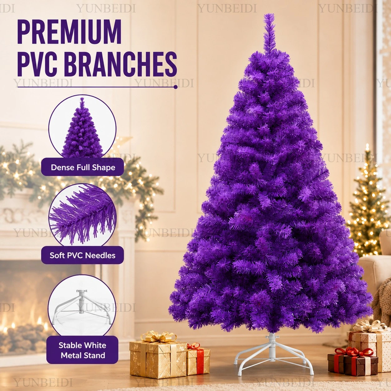 인공 보라색 크리스마스 트리 PVC 소재 따뜻한 LED - Christmas Tree Artificial 리뷰 및 가격