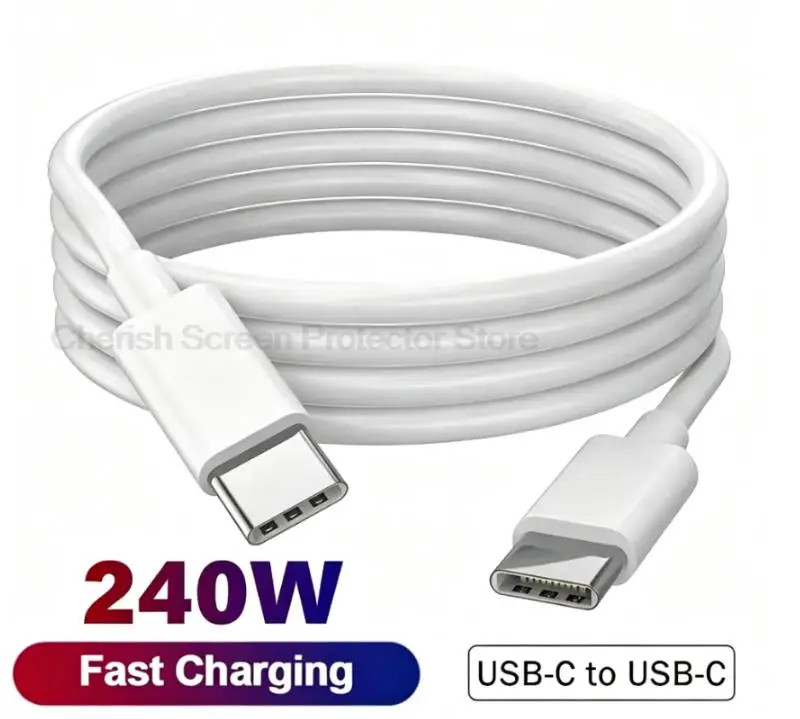 3pcs PD 240W USB C to USB Type C Cable Fast Charge Data Cable For Iphone 17 Pro Max Huawei Samsung Xiaomi Data Line White 1M 2M