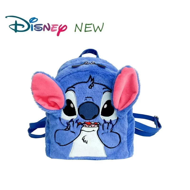 

New Disney Anime Lilo&Stitch Blue Pink Plush Doll Backpack Children's Cute Cartoon Stitch Angel Backpack Holiday Gift