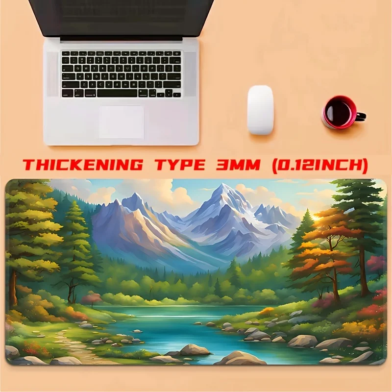 Thick Large Mouse Pad Featuring a Landscape Design, Suitable for Home and Office Use as a Desk Mat, Keyboard Mat, Mouse Pad