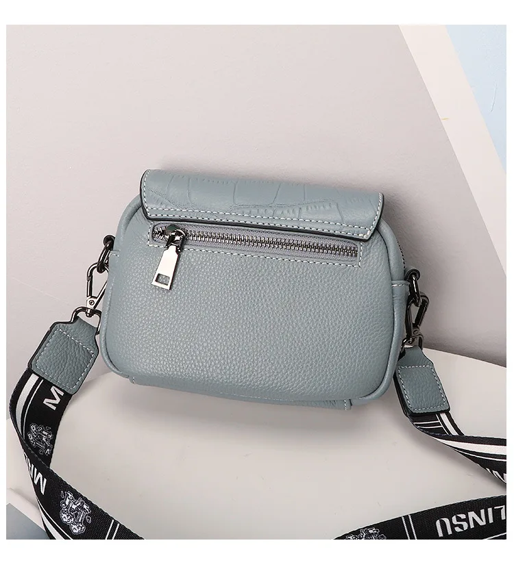 Top Layer Cowhide Small Square Bag Women\'s Messenger Fashionable Purse Lady Shoulder Bag Genuine Leather Solid Phone Bag Soft