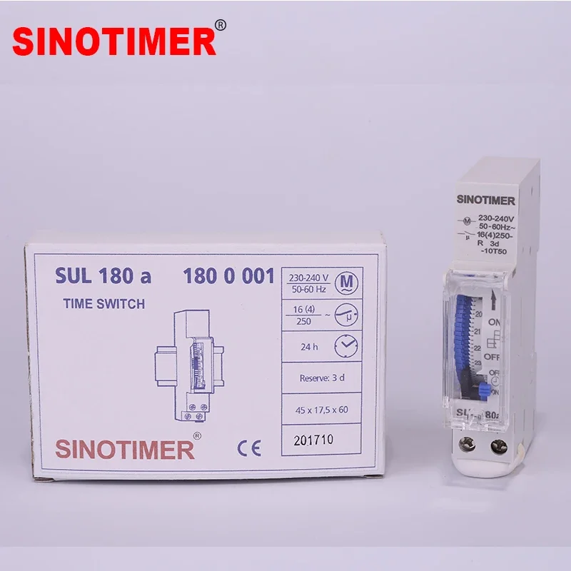 1pc SUL180A Mechanical Timer Switch 15mins 24hours Programmable Timer 220V Din Rail Analogue Time Switch Staircase Time Control