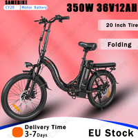 SAMEBIKE E-bike 350W Brushless Motor 36V12AH Removable Battery Electric Bike Folding Adult 7 Speed 20-inch Tire Electric Bicycle