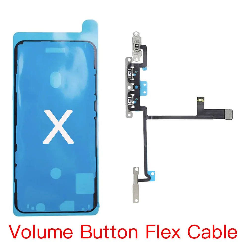 Volume Button Flex Cable Replacement For iPhone X XR XS Max Mute SwitchVolume Adjustment With Metal Bracket + LCD Waterproof