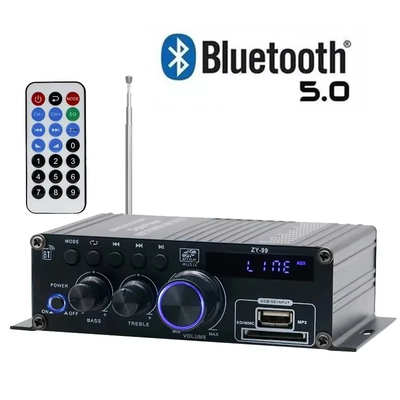 Creatall 120W Dual Channel Home HiFi Stereo Audio Power Amp Professional Digital Amplifier Independent Control Amplifier BT 5.0
