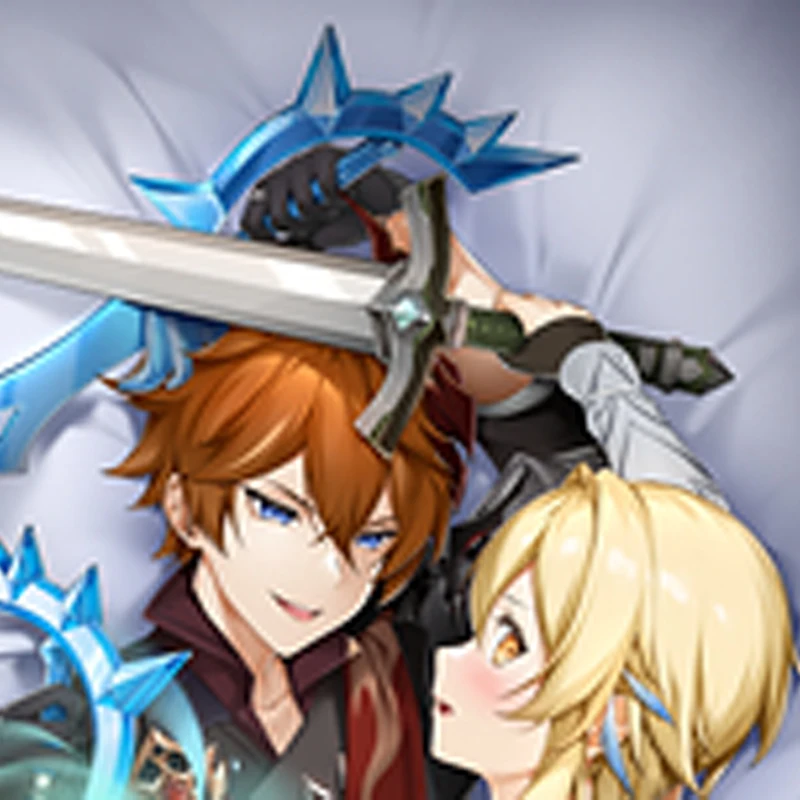 

New Pattern Anime Tartaglia & Lumine Dakimakura Hugging Body Pillow Cover Case double-sided printing‌