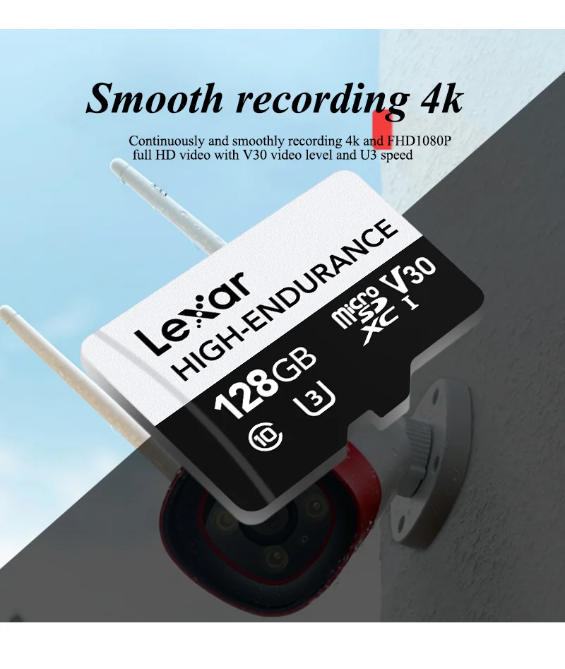 Lexar High Endurance TF-Karte 32GB 64GB 128GB Hochgeschwindigkeits-Speicherkarte bis zu 100MB/s C10 U3 MicroSDXC V30 TF Überwachungskarte – Detail 3