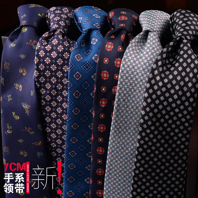 Fashion Luxury Navy Floral Printed Neck Ties For Men Women Gray Polka Dot Simulated Silk Neckties Casual Shirt Daily Wear Cravat