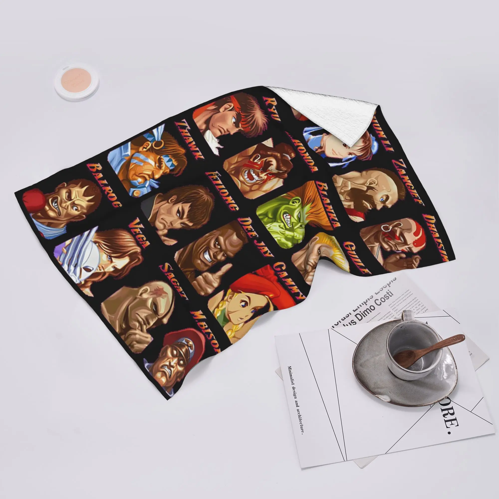 Custom Defeated Portraits Super Street Fighter Soft Face Towel Quick Dry Pool Bath Cotton Towels Absorbent Quick