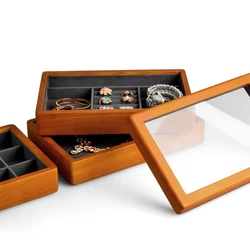 Oirlv Solid Wood Multi-function Jewelry Display Box Microfiber Ring Earring Bangle Organizer Case Luxury Storag Box Women Gift