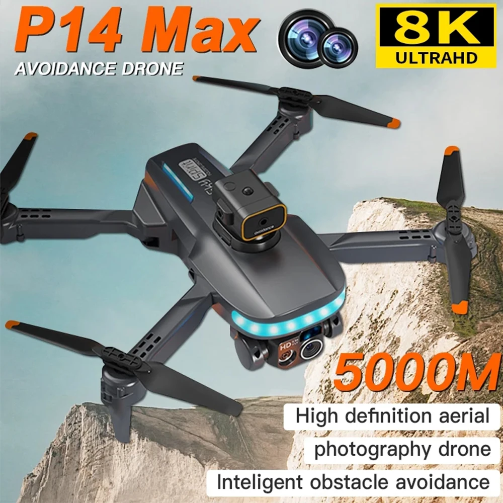 Nuovo P14 Mini Drone 4k Profesional 8K HD Camera evitamento ostacoli fotografia aerea flusso ottico pieghevole Quadcopter regali giocattoli