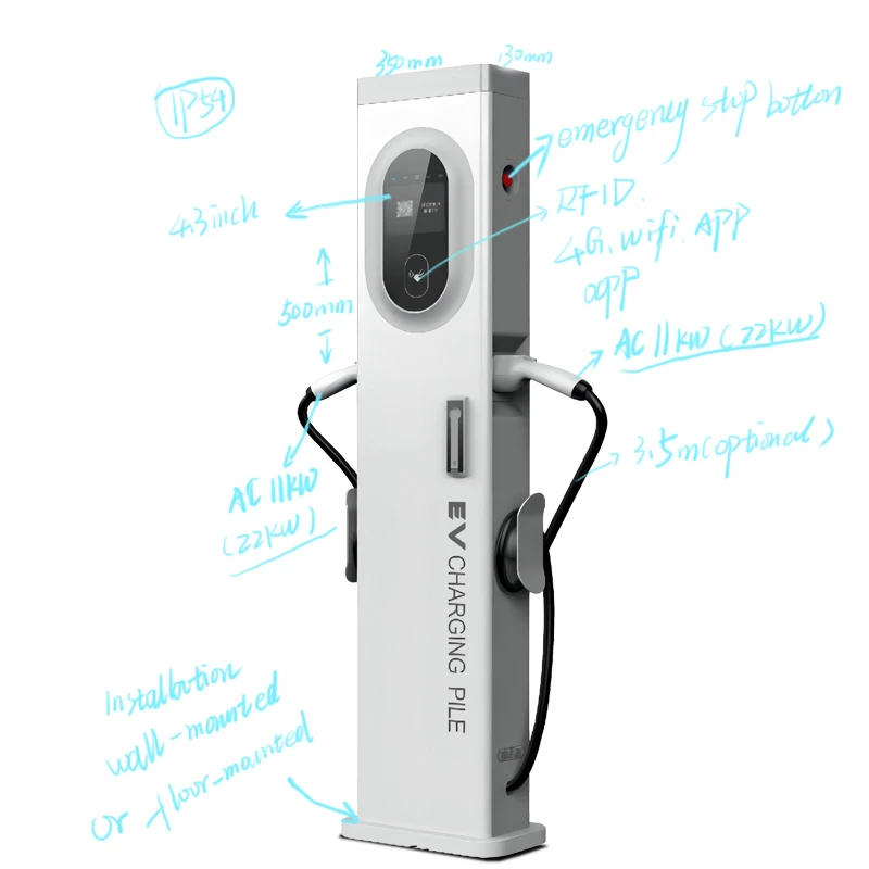 Oem 22kw Ac Ev Charger Station Electric Car Charging Stations Type1 Type2 Gbt Ocpp Ev Charger 11kw 3 Phase 32a Ev Charger