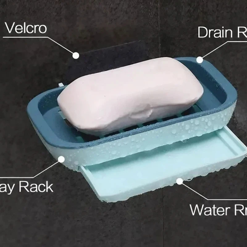 1PC Waterproof Removable Soap Dish with Drain Hole Easy Install No Drill Required Bathroom Accessories