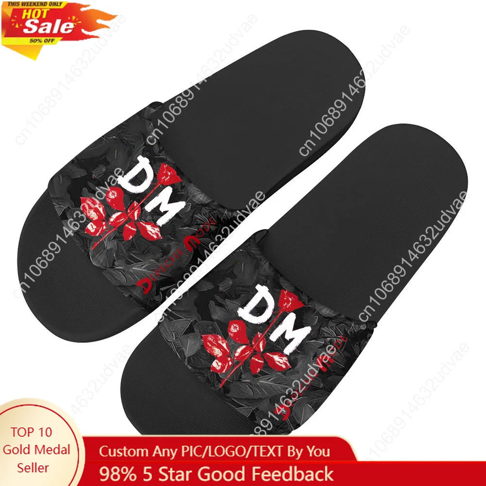 

Depeche Mode Slippers Man Woman Boy Girl Tailor Made Slides Sandals Photo Text Customized Bath Shoes Water Shoe Black