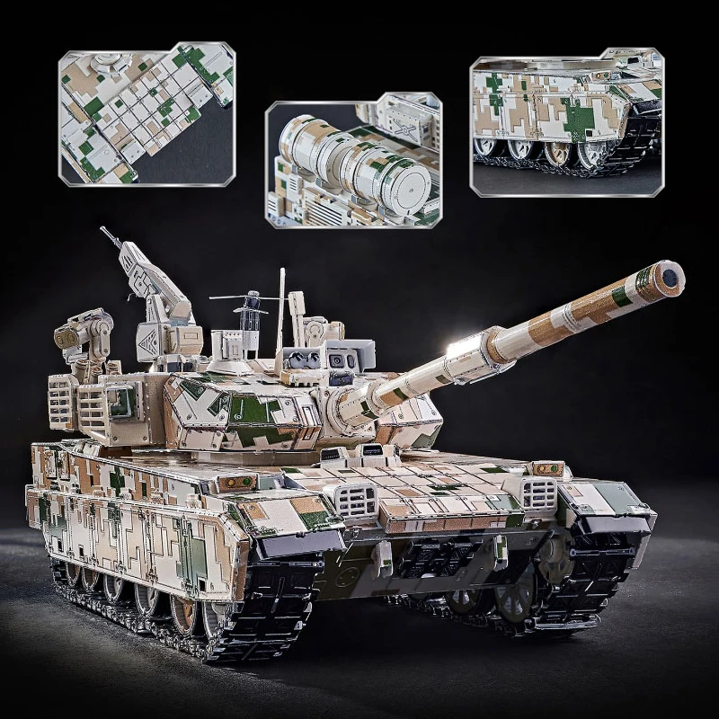 Christmas DIY 3D Metal Assembled Model Puzzle Model Main Battle Tank I52221&I52222 Toys for Men, Women And Children