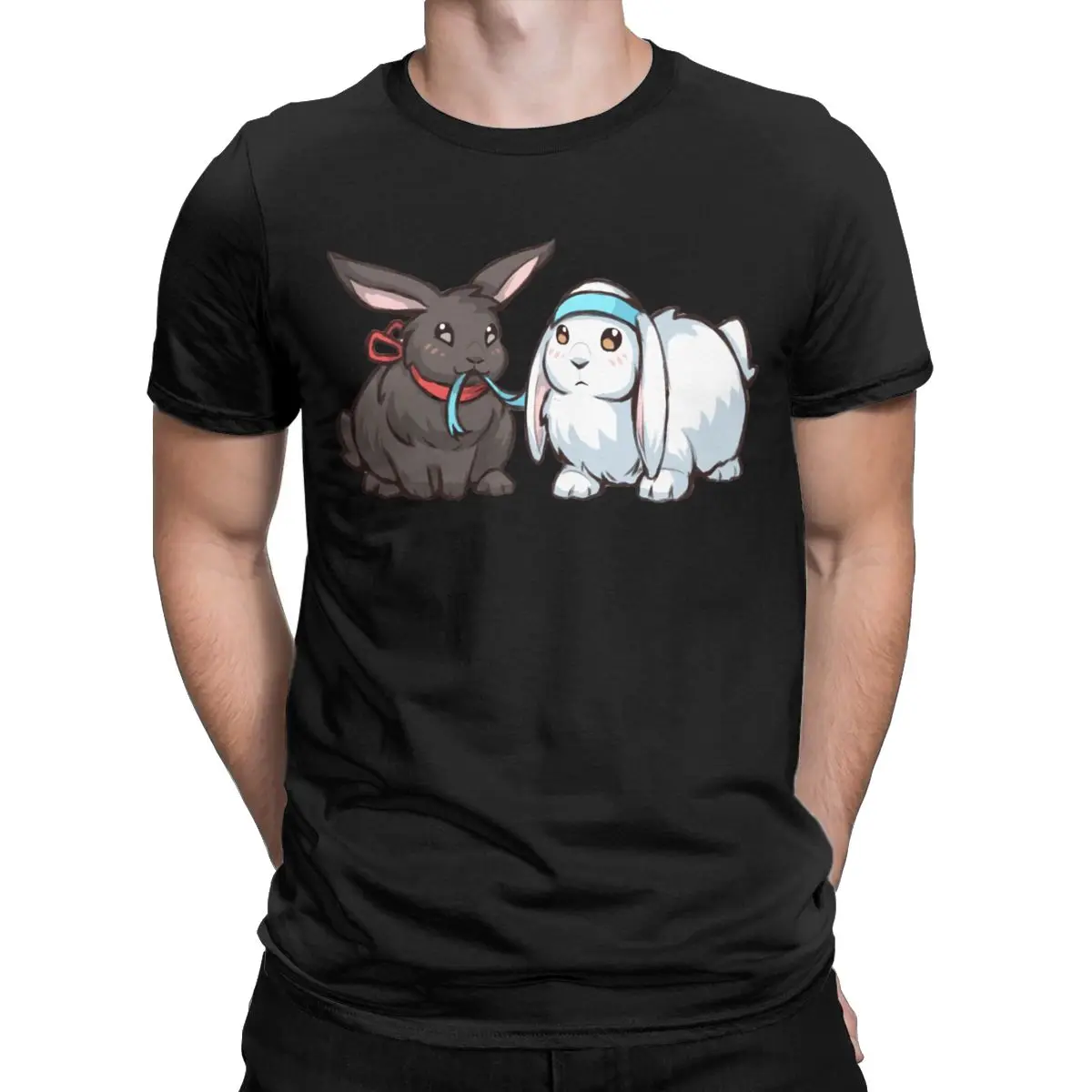 Wangxian Bunnies The Untamed T-Shirts Men Mo Dao Zu Shi Cotton Tee Shirt Crewneck Short Sleeve T Shirts Gift Idea Clothes